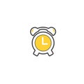 Vector illustration of outline alarm clock. Isolated on a white background
