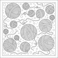 Vector illustration outline drawing yarn balls