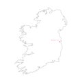 Vector illustration of outline Ireland map with capital city Dublin.