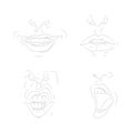 Vector illustration of the outline of the lips line drawing