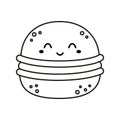 vector illustration of outline macaroon character