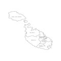 Vector illustration of outline Malta districts map. Vector map