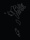Outline Map of Faeroe Islands on black background