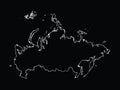 Outline Map of Russia on black background Royalty Free Stock Photo