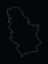 Outline Map of Serbia on black background