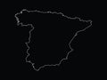 Outline Map of Spain on black background Royalty Free Stock Photo