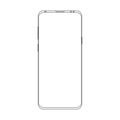 Outline modern smartphone icon. Wireframe contour of mobile phone. Front view display. Empty screen. Royalty Free Stock Photo