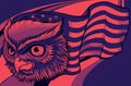 vector illustration of owl with american flag