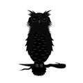 Owl on the branch. Halloweens vector illustrations.