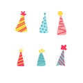 Vector illustration pack of various party hats with three different textures and four different color variations