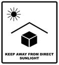 Vector illustration of the package sign - Keep away from heat - Solar radiation. Royalty Free Stock Photo