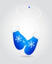 Vector illustration pair of blue christmas mittens