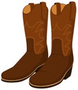 Pair of Brown Leather Cowboy Boots