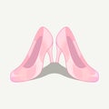 Vector illustration a pair of glass shoes, heels. Isolated on a white background