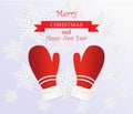 Vector illustration pair of red christmas mittens