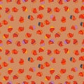 Cute birthday background on violet, red and orange