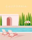 Beach club poster, Los Angeles, Palm Springs Royalty Free Stock Photo