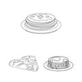 Vector design of pancake and stack icon. Set of pancake and syrup stock symbol for web. Royalty Free Stock Photo