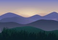 Vector illustration with Panorama Mountains view. Wonderful nature scenery.