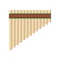 Vector illustration of a panpipe isolated on white background