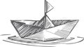 Vector illustration of paper boat, kayaks