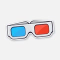 Vector illustration. Paper 3d glasses front view. Stereo retro glasses for three-dimensional cinema. Symbol of the film industry. Royalty Free Stock Photo