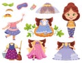Vector illustration of paper doll princess Cinderella with clothes
