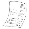 Schedule, examination work. Vector illustration of paper with inscriptions statement. Account, check