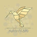 Vector illustration paper origami of humming bird colibri. Royalty Free Stock Photo