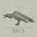 Vector illustration paper origami of raven.