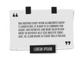 Vector illustration of paper sheet with profound gray paper quote attached to white wall. Space for text realistick banner Royalty Free Stock Photo