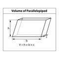 Vector illustration of a parallelepiped volume formula.