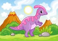 Vector illustration with an parasaurolophus. Cute dinosaur in cartoon style Royalty Free Stock Photo