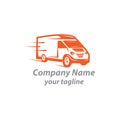 Vector illustration parcel delivery minivan for fast delivery logo,delivery service,food delivery logo modern template