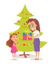 Vector Illustration Parent Giving Present to Child