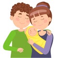 Happy family, father, mother and child. Vector illustration in a flat style. Royalty Free Stock Photo
