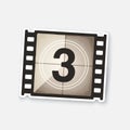 Vector illustration. Part of film strip with countdown timer. Retro frame of filmstrip. Symbol of the film industry Royalty Free Stock Photo