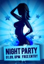 Vector illustration party happy hour ladies night flyer design template with silhouette of dacing women Royalty Free Stock Photo