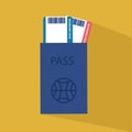 Vector illustration of passport document and tickets