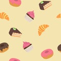 Vector Illustration Pastries and Desserts Seamless Pattern Background