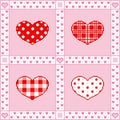 Patchwork background with hearts for Valentine`s Day greetings in Pixel-Art style Royalty Free Stock Photo