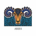 Vector illustration pattern with aries horoscope zodiac sign