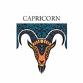 Vector illustration pattern with capricorn horoscope sign