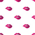 Vector illustration pattern with flat pink lips