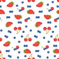 Vector illustration pattern of fresh berries from trees or bushes.
