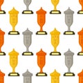 Vector illustration of the pattern of gold cups. Champion.