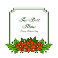 Vector illustration pattern orange wreath frame with greeting card of best mom