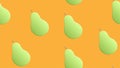 Vector illustration. pattern with pears. green pears on an orange background. decoration for cafe and vegan food. healthy food. Royalty Free Stock Photo