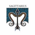 Vector illustration pattern with sagittarius horoscope sign