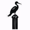 Black silhouette, tattoo of a pelican on white isolated background. Vector Royalty Free Stock Photo